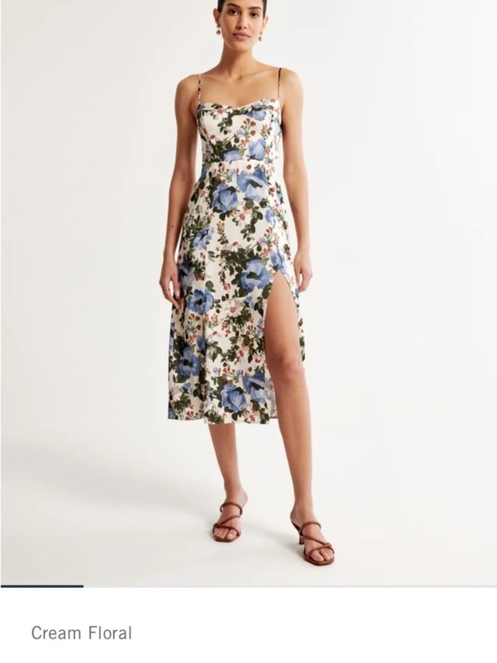 Abercrombie & Fitch Camille Dress Floral Midi Slip Dress In Tall